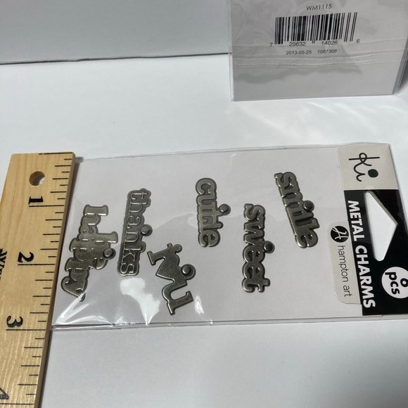 Metal Charms Paper Crafts Card Making Scrapbook Words Smile Thanks Sweet Happy - Picture 8 of 11